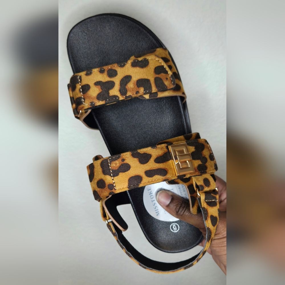 Leopard Print Sandals with Black Sole